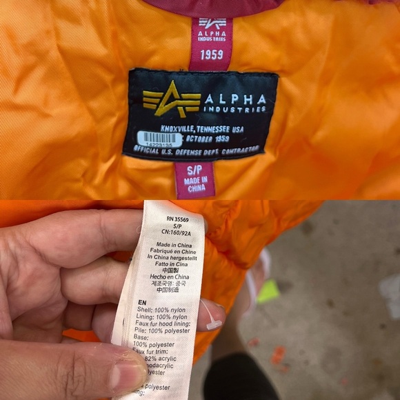 Alpha Industries Faux Fur Hood N-3B Parka – Red Reversible Nylon - Picture 7 of 13